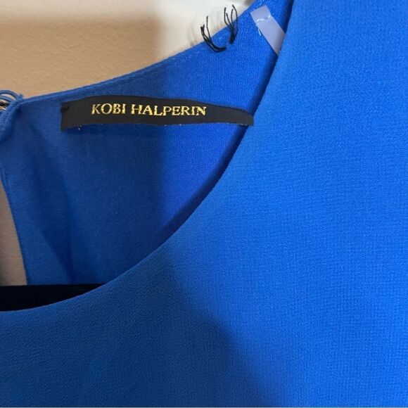 $398 Kobi Halperin Women's Blue Pixie Asymmetric Georgette Midi Dress Size NWOT - Picture 11 of 11
